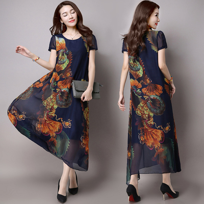 夏日風(fēng)情 中老年女裝加肥加大碼雪紡連衣裙，優(yōu)雅出行新選擇